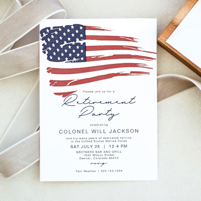 USA American Flag Military Retirement Party Invitation (Creator Uploaded)