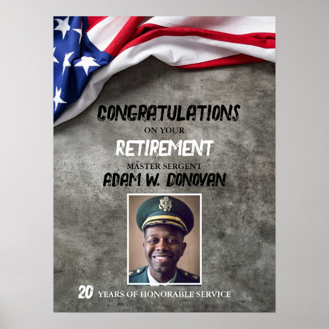 USA American Flag Military Retirement Welcome Poster (Front)