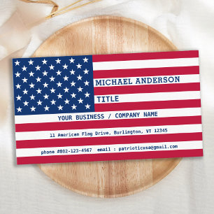 USA American Flag Modern Professional Patriotic Business Card