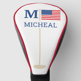 USA American Flag Monogram Name Golf Head Cover