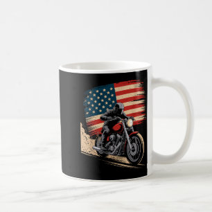 Usa American Flag Motorcycle Design Coffee Mug