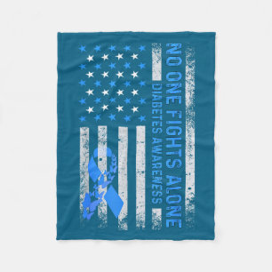 Usa American Flag No Fighting Alone Diabetes Aware Fleece Blanket