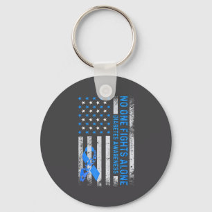 Usa American Flag No Fighting Alone Diabetes Aware Key Ring