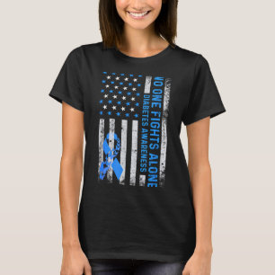 Usa American Flag No Fighting Alone Diabetes Aware T-Shirt