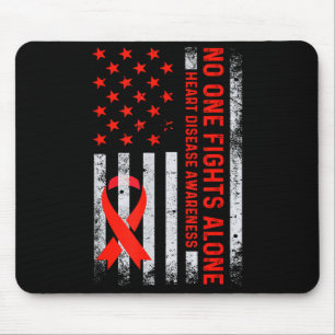 Usa American Flag No Fighting Alone Heart Disease Mouse Mat