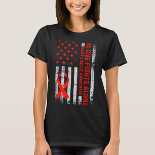 Usa American Flag No Fighting Alone Heart Disease T-Shirt