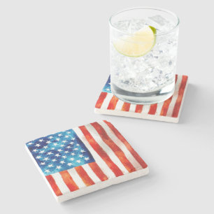 USA American Flag Patriot 4th of July Parade Vet Stone Coaster