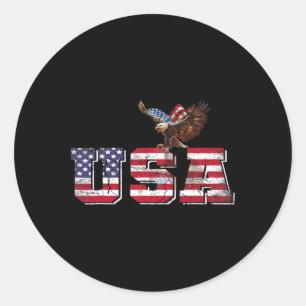 Usa American Flag Patriotic 4th Of July Eagle For Classic Round Sticker