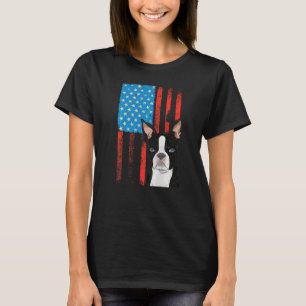 Usa American Flag Patriotic Dog Boston Terrier T-Shirt
