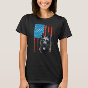 Usa American Flag  Patriotic Dog Dutch Shepherd T-Shirt