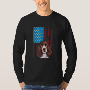 Usa American Flag Patriotic Dog English Springer T-Shirt