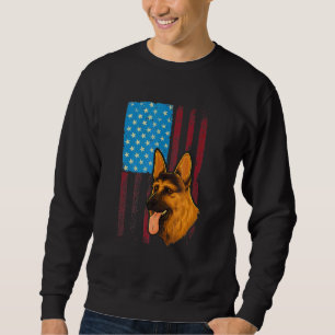 Usa American Flag  Patriotic Dog German Shepherd Sweatshirt