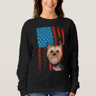 Usa American Flag Patriotic Dog Yorkshire Terrier Sweatshirt