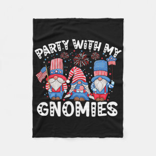 Usa American Flag Patriotic Gnomes Celebrating 4th Fleece Blanket
