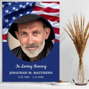 USA American Flag Patriotic Memorial Photo Funeral Poster