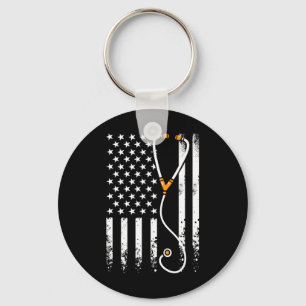 Usa American Flag Patriotic Nurse Day Week 4th Of Key Ring