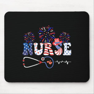 Usa American Flag Patriotic Nurse Stethoscope 4th Mouse Mat