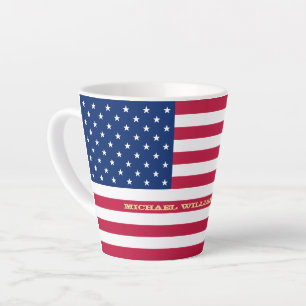 USA American Flag Patriotic Personalised Monogram Latte Mug