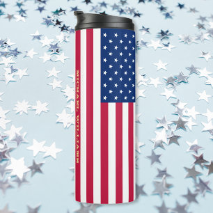 USA American Flag Patriotic Personalised Monogram Thermal Tumbler