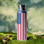 USA American Flag Patriotic Personalised Monogram Water Bottle<br><div class="desc">The all American, Stars and Stripes, Old Glory, Star-Spangled Banner, USA flag, custom, personalised, cool, chic, stylish, beautiful faux gold script / typography name / monogram / initials, classy, spill-proof, stainless steel, condensation-resistant exterior, monogrammed matte black durable double-wall Thor Copper Vacuum Insulated Bottle that keeps beverages hot for 12 hours...</div>