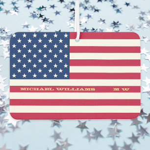 USA American Flag Patriotic Quote Monogrammed Car Car Air Freshener