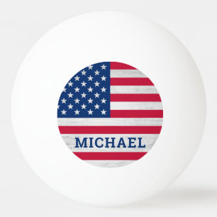 USA American Flag Patriotic Red White Blue Ping Pong Ball