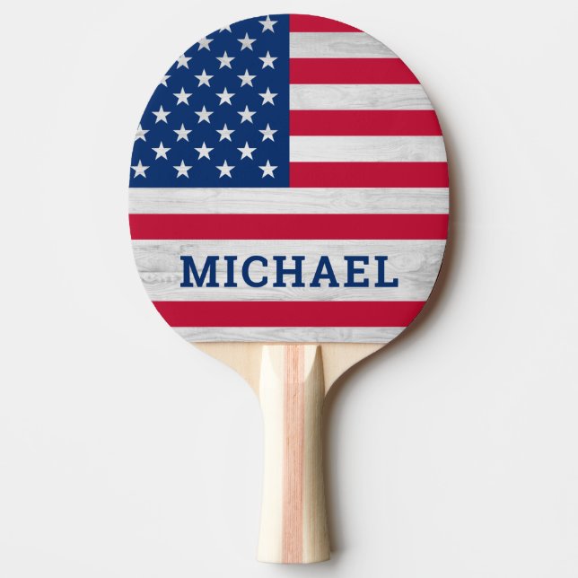 USA American Flag Patriotic Red White Blue  Ping Pong Paddle (Front)