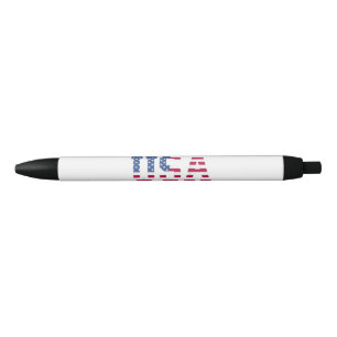 USA American Flag Patriotic Red White Blue Stars & Black Ink Pen