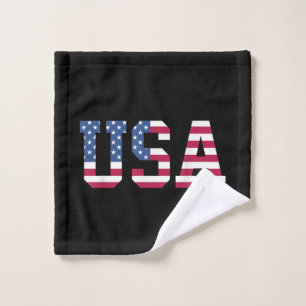 USA American Flag Patriotic Red White Blue Stars & Wash Cloth