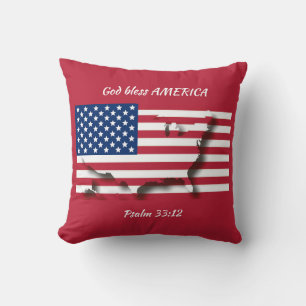 USA AMERICAN FLAG Patriotic Scripture Custom RED Cushion