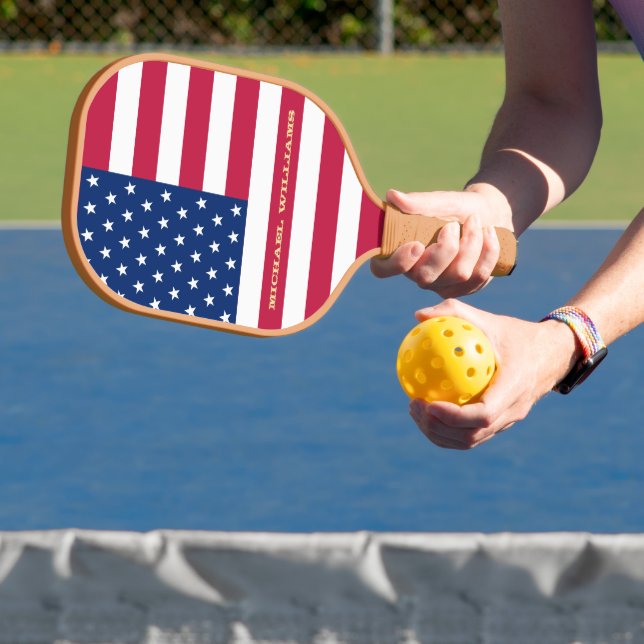 USA American Flag Patriotic Team Club Monogram Pickleball Paddle (Insitu)