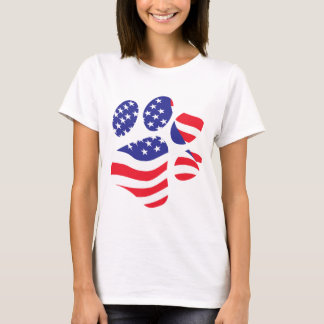 USA - American Flag Paw Print T-Shirt