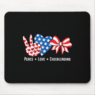 Usa American Flag Peace Love Cheerleading Cheerlea Mouse Mat
