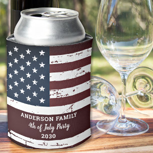 USA American Flag Personalised July 4th Patriotic Can Cooler