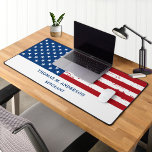 USA American Flag Personalised Military  Desk Mat<br><div class="desc">Thin Blue Line Police Desk Mat - American flag modern bred white and blue design . Personalise with military officers name. This personalised military desk mat is perfect for military branches, veterans, police departments and law enforcement officers. COPYRIGHT © 2023 Judy Burrows, Black Dog Art - All Rights Reserved. USA...</div>