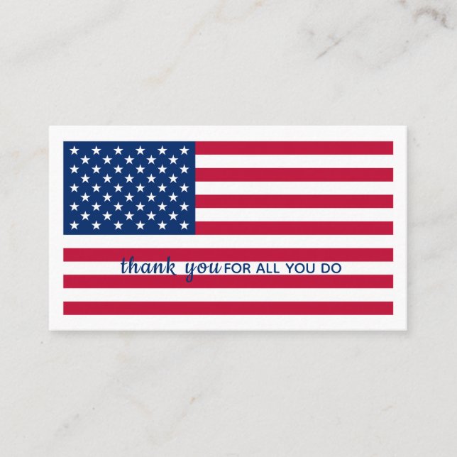 USA American Flag Personalised Military Thank You Business Card (Front)