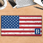 USA American Flag Personalised Monogram Military  Desk Mat<br><div class="desc">American Flag Desk Mat - American flag modern red white and blue design . Personalise with military , police officers or veteran name. This personalised military desk mat is perfect for military branches, veterans, police departments and law enforcement officers. COPYRIGHT © 2023 Judy Burrows, Black Dog Art - All Rights...</div>