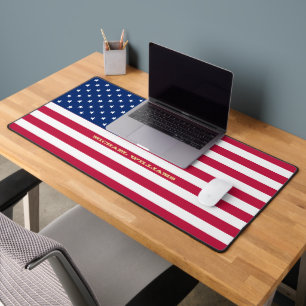 USA American Flag Personalised Monogram Patriotic Desk Mat