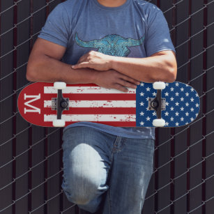 USA American Flag Personalised Monogram Patriotic  Skateboard