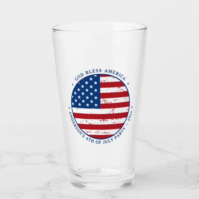 USA American Flag Personalised Red White Blue Glass (Front)