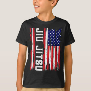USA American Flag Police Jiu Jitsu Brazilian BJJ T-Shirt