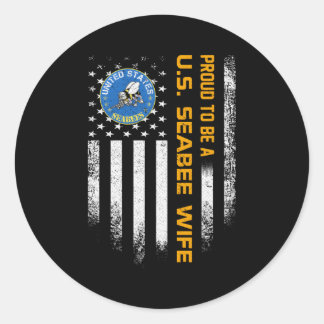 Usa American Flag Proud To Be A Seabee Military Classic Round Sticker