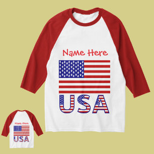 USA American Flag Red Personalised Men's T-Shirt
