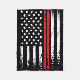 Usa American Flag Retro Music Drummer Drum Stick 4 Fleece Blanket