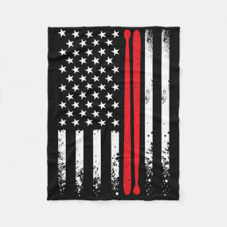 Usa American Flag Retro Music Drummer Drum Stick 4 Fleece Blanket