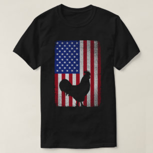 USA American Flag Rooster Lover 4th of July  T-Shirt