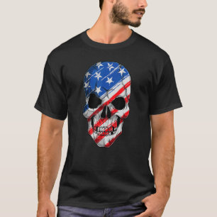 Usa American Flag Skeleton Skull Patriot Flag Sku T-Shirt