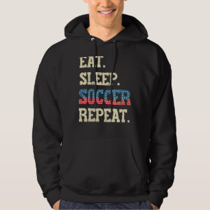 Usa American Flag Soccer Boys Girls Eat Sleep Socc Hoodie