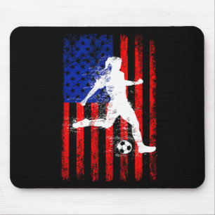 Usa American Flag Soccer Shirt For Girls Women Mouse Mat