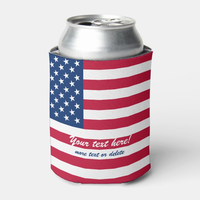 USA American Flag Stars and Stripes Can Cooler (Can Front)